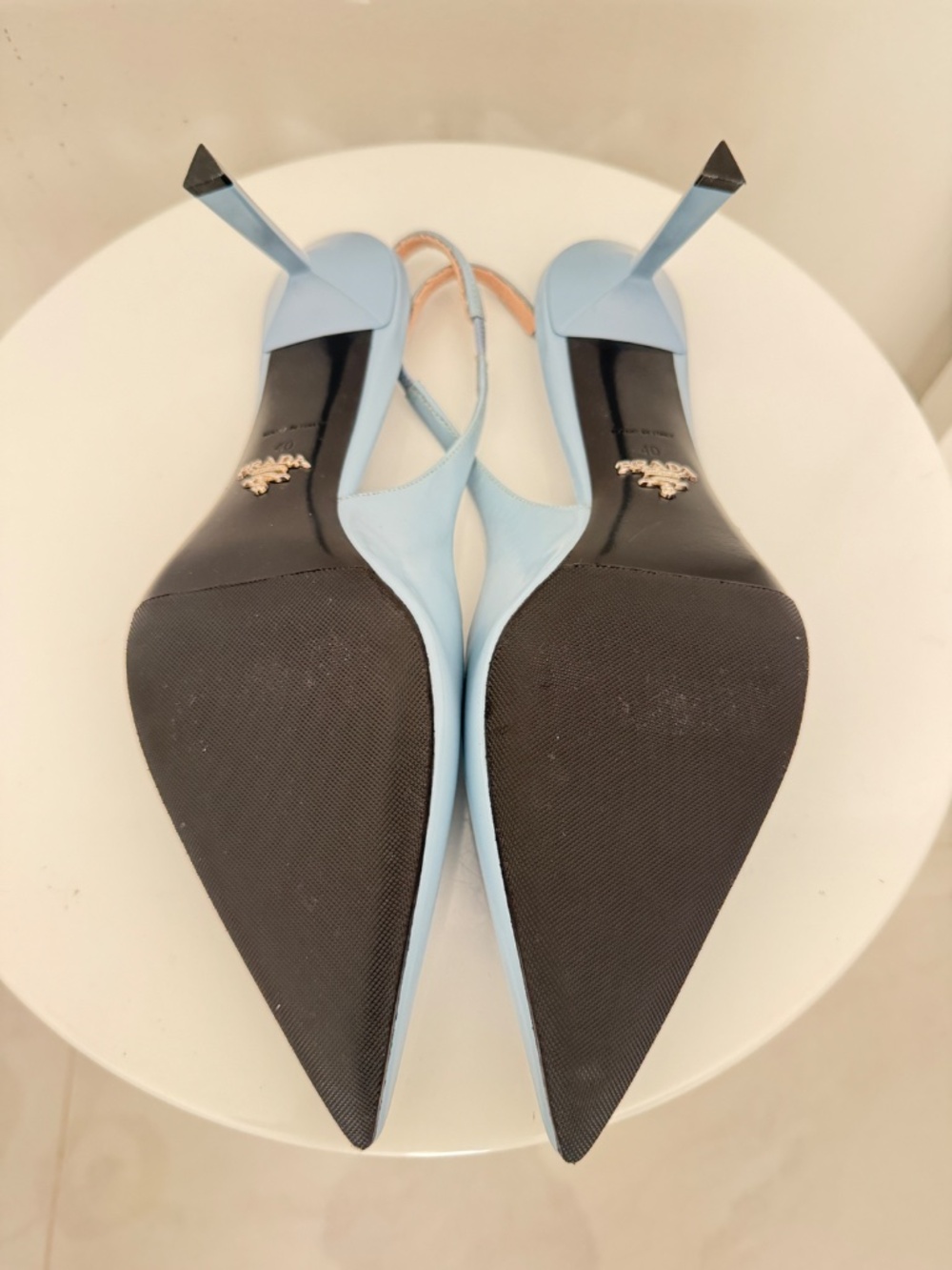 Prada Light Blue Modellerie Pointed Toe Slingback Pump Shoes - Picture 6 of 7